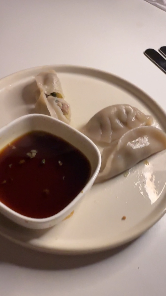 Dumplings and dipping sauce from our kitchen.